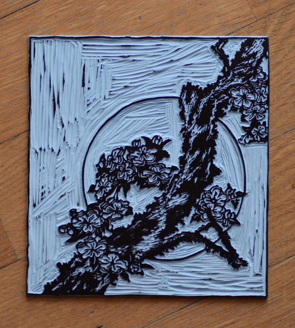 Flowers linocut hokusai linoleum print Etsy