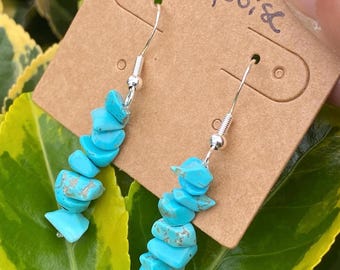 Pendientes de turquesa, pendientes de turquesa, joyas, pendientes de cristal, piedra de nacimiento de diciembre, regalo para el Día de la Madre