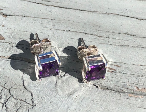 Amethyst Earrings, Amethyst Studs, Amethyst Heart… - image 6