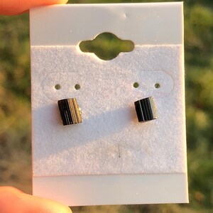 Tourmaline Earrings, Tourmaline Studs, Connecticut Tourmaline, Christmas Gift, Rockhound Gift, Witchy Gift, Rare Minerals, Birthday Gift