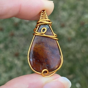 Agate Wire Wrap, Jasper Wire Wrap, Agate Pendant, Jasper Pendant, Anniversary Gift, Rockhound Gift, Birthday Gift, Christmas Gift