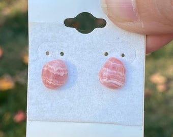 Rhodochrosite Earrings, Rhodochrosite Studs, Jewelry, Birthday Gift, Anniversary Gift, Witchy, Peru Minerals, Christmas Gift
