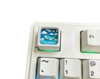 Whale Artisan keycaps - Ocean Keycaps - ESC Keycap for Cherry MX Mechanical Keyboard, Birthday Gift for Keyboard Lovers.
