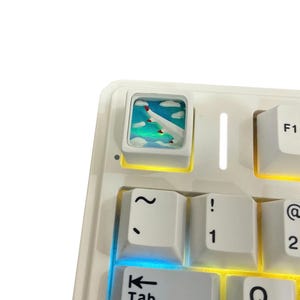 Klawiatura 3D z motywem okna samolotu - Klawiatura artystyczna - Ręcznie robiona - Ręcznie robiona nakładka na klawisze artysty - Urocza nakładka na klawisze