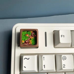 Miniature Mushroom Forest 3D  Keycap - Artisan keycap - diorama keycap - Cute Keycap