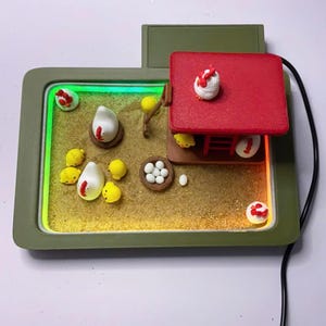 Ogród Zen z Kurczakiem - Miniaturowa dekoracja biurka - Zmysłowy, uspokajający ogród piaskowy na biurko - Dom w stylu wiejskim - Ogród piaskowy - Miniaturowy ogród zen