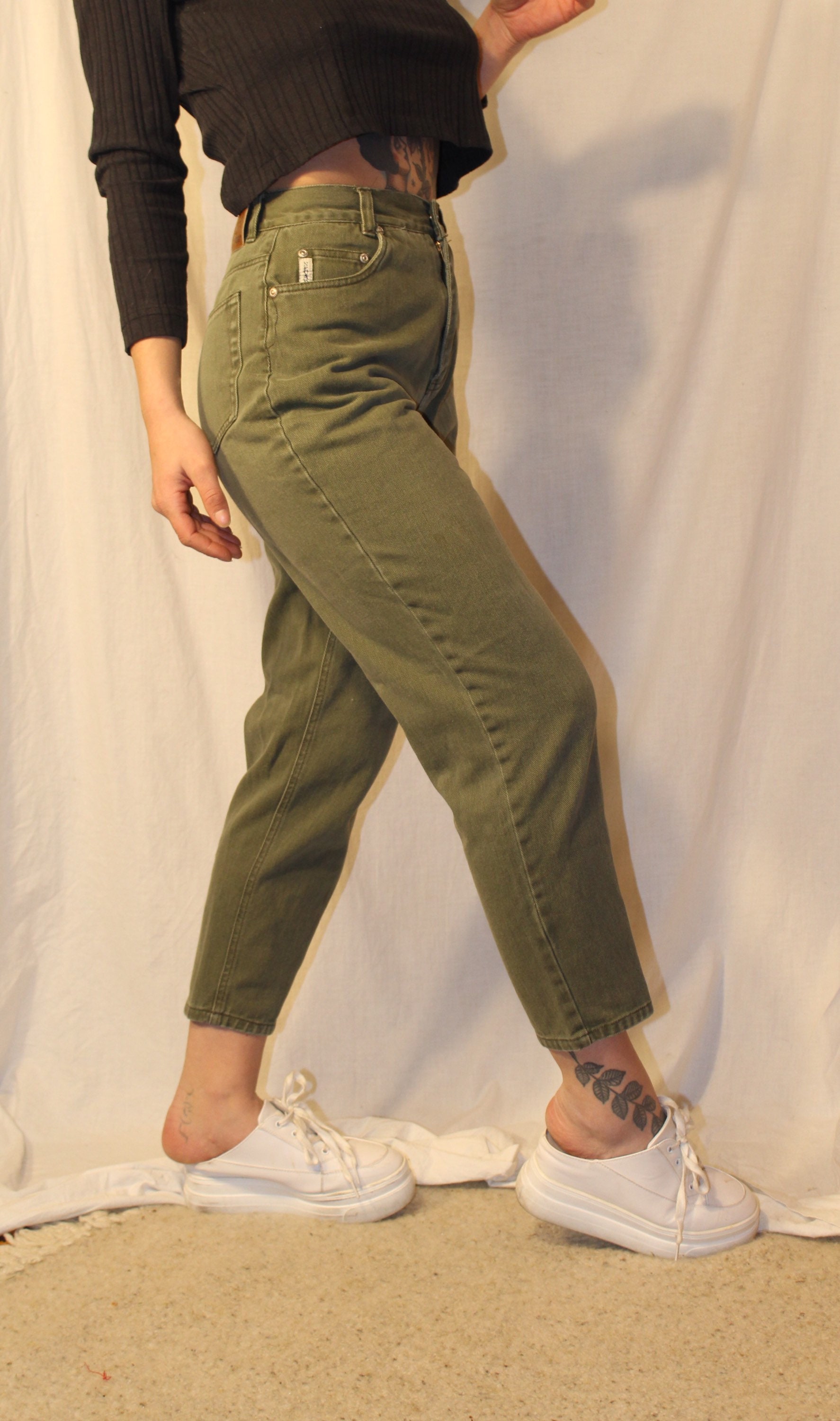 Olive green high waisted mom jeans Nevada brand vintage mom Etsy
