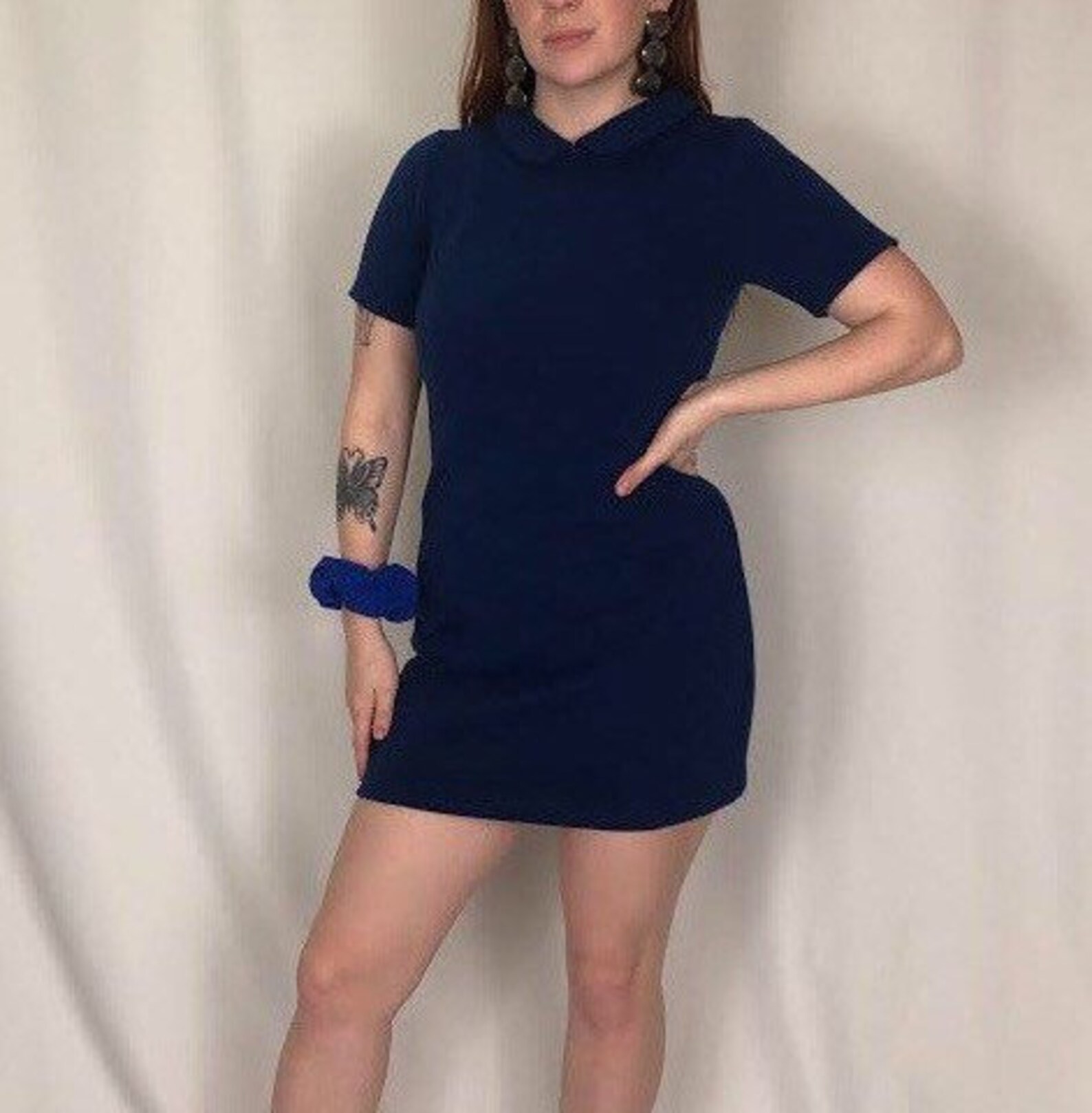 Dark blue mini dress Etsy