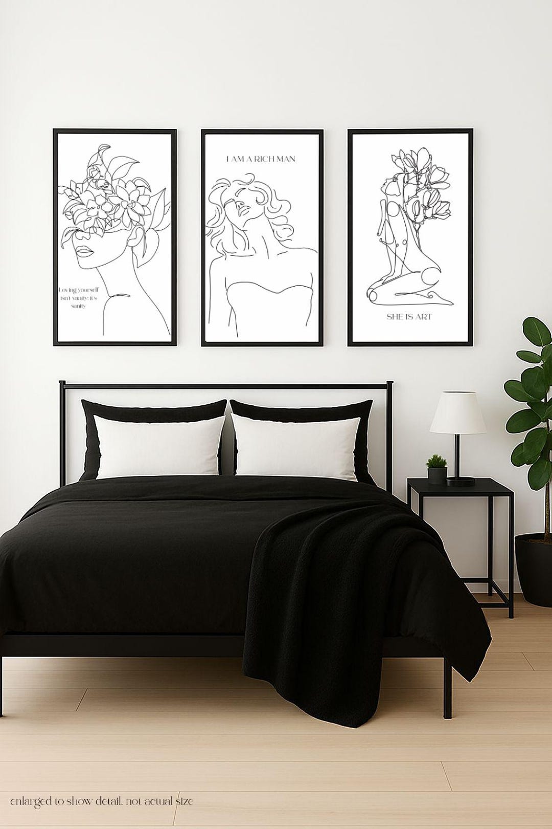 Minimalist Female Line Art Prints Set of 3 – Inspirational Black and ...