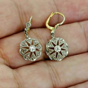 ツートンカラーのアールデコスタイルの人工ダイヤモンドスタードロップダングルイヤリング、婚約、クリスマスギフト、記念日のイヤリング、925シルバー