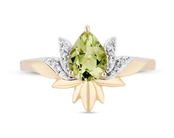 Enchanted Disney Tiana Green 2CT lab Created Diamond Lily Flower Unique Ring For Women&#39;s In 925 Sterling Silver Ring