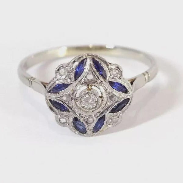 Unique Round Cut Lab Created Diamond Sapphire Ring Wedding, Engagement, Anniversary Proposal Gift Ring For Women In 925 Sterling Silver