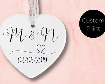Personalised Ceramic heart | Couple gift | Keepsake | heart hanging ornament