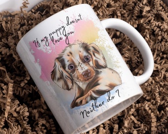 Langhaar Dackel Becher, neuer Welpe Geschenk, Hundeliebhaber Keramikbecher