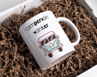 Funny Campervan Mug | Campervan Wanker | Rude Novelty Mug | Pink or Blue design