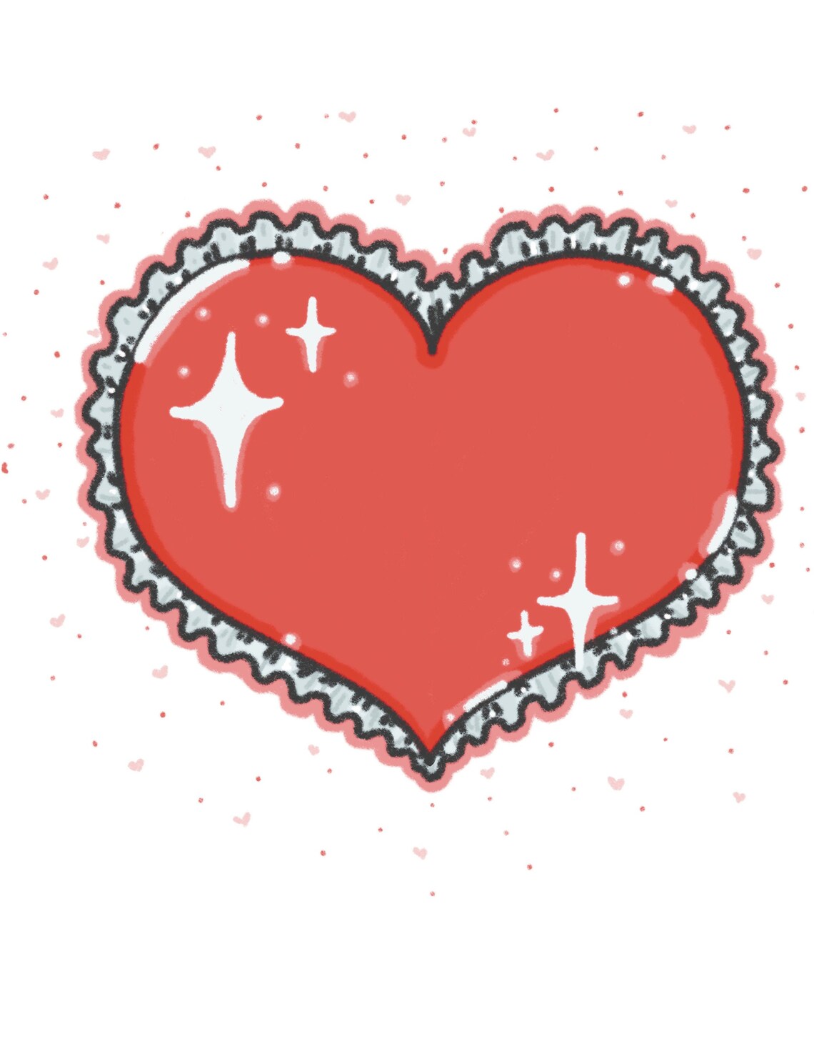 Frilly Heart Sticker Etsy