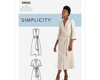 Simplicity S9042 Misses' Wrap Dresses With Length & Collar Variations ...