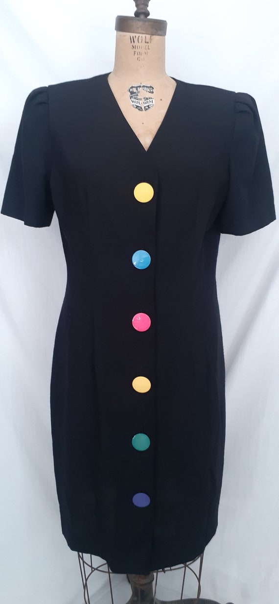 Misses 80's Button Down Black womens clothingDress