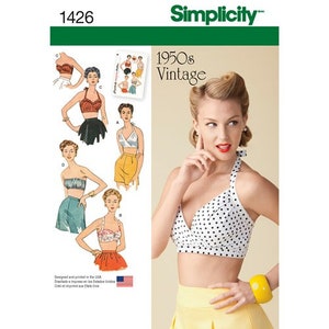 Simplicity Sewing Pattern 1426 Misses' Vintage 1950s Bra Tops