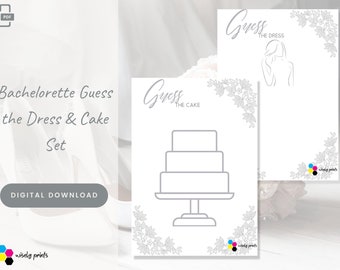 Bachelorette Guess the Dress & Cake Set | PDF | A4 Size | Bachelorette/Hen Party Game Set | Bridal Shower | Instant Download | Print at Home