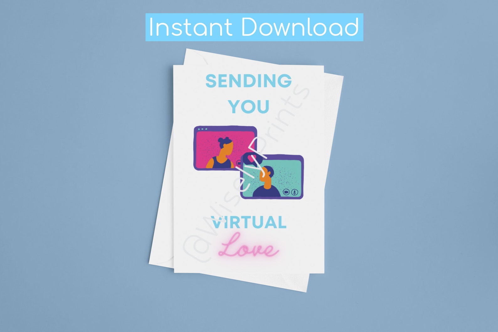 Sending Virtual Love Card A5 PDF Digital Card | Etsy