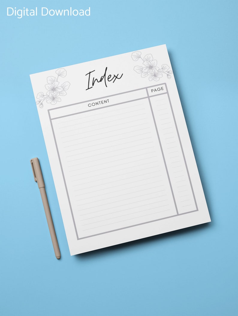 Bujo Index Printable High Quality 300 DPI PDF A4 Size | Etsy