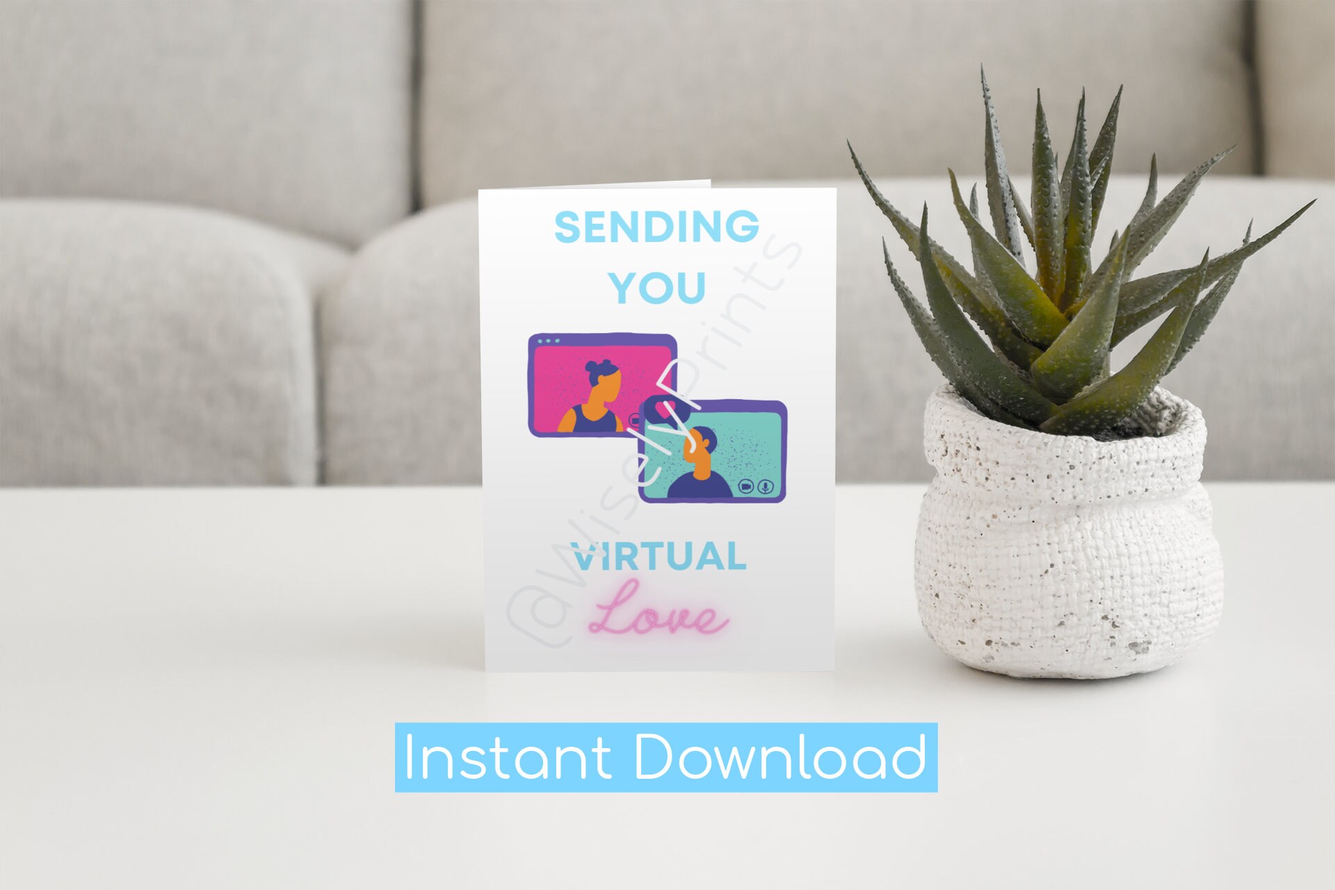 Sending Virtual Love Card A5 PDF Digital Card Etsy