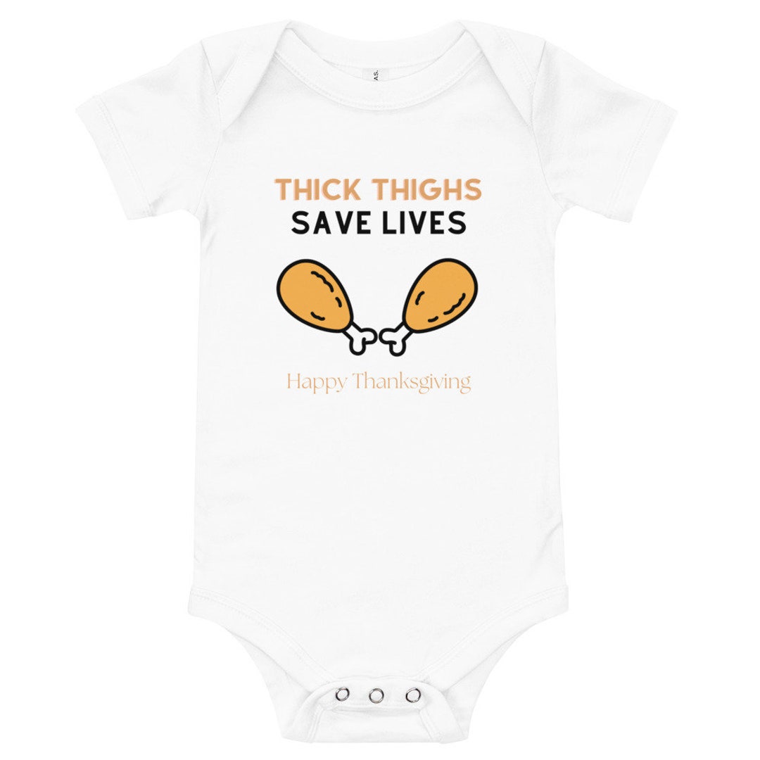 Baby Thanksgiving Onesie Thick Thighs Etsy