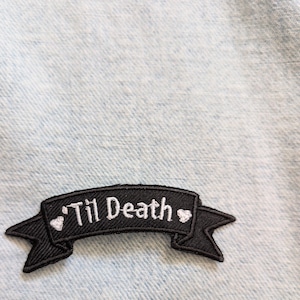 死までバッジ、2025 年の結婚式、バレンタイン、ハートの刺繍、縫い付けパッチ、アイロンで付けるバッジ、バイカー パッチ、ロカビリー、死が二人を分かつまで