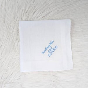 Something blue, wedding handkerchief, personalized gift, monogrammed hankie, wedding gift, personalized hankie, custom hankerchief, monogram