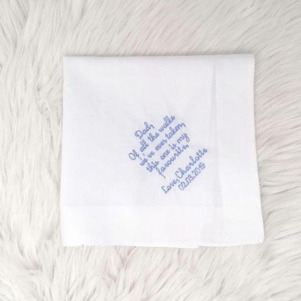 Father of the bride hankie, personalize hankie, wedding handkerchief, wedding hankerchief, wedding gift, handkerchief, wedding hankies, dad