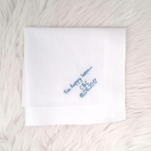 For happy tears hankie, mother of the bride, handkerchief, happy tears, for your happy tears, wedding hankies, mother groom, something blue