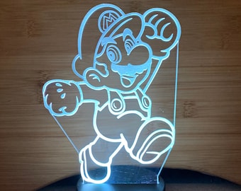 Mario, Led, Edge lit, Sign, Nightlight, Kids, Gift, Gift for him, Gift for her, Self gift, Gift for kids