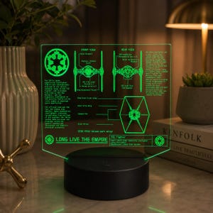 Star wars, Tie fighter, LED, Acrylic, Sign, Light, Edge lit, Nightlight, Gift for him, Gift for her, Self gift, Kids gift