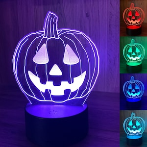 Halloween, Jack-o-lantern, abóbora, decoração, LED, acrílico, luz noturna, presente para ele, presente para ela