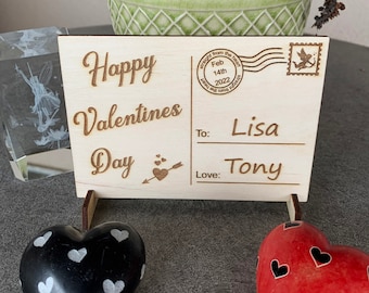 Valentines Day, Gift, Wood Postcard, Personalized, Custom, Gift for him, Gift for her, Valentine, Unique, Greeting card
