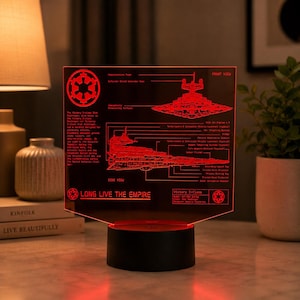 Imperial star destroyer, LED, Acrylic ,Star Wars, Blueprint, Light, Nightlight, Gift, gift for him, Gift for her, Self gift, Kids gift
