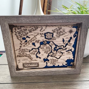 Zelda, Hyrule, Lien, Découpe laser, Gravure, Bois, 3D, Carte, Image, 8 x 10, Suspension murale, Cadeau pour lui, Cadeau pour elle, Cadeau pour soi