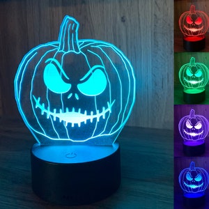 Halloween, Jack-o-lantern, abóbora, decoração, LED, acrílico, luz noturna, presente para ele, presente para ela