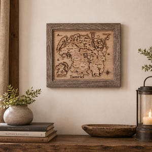 Skyrim, Tamriel, Laser cut, Engraved, Wood, 3D, Map, Decoration, Picture, 8x10, Wall Hanging, Gift for Him, Gift for her, Self Gift