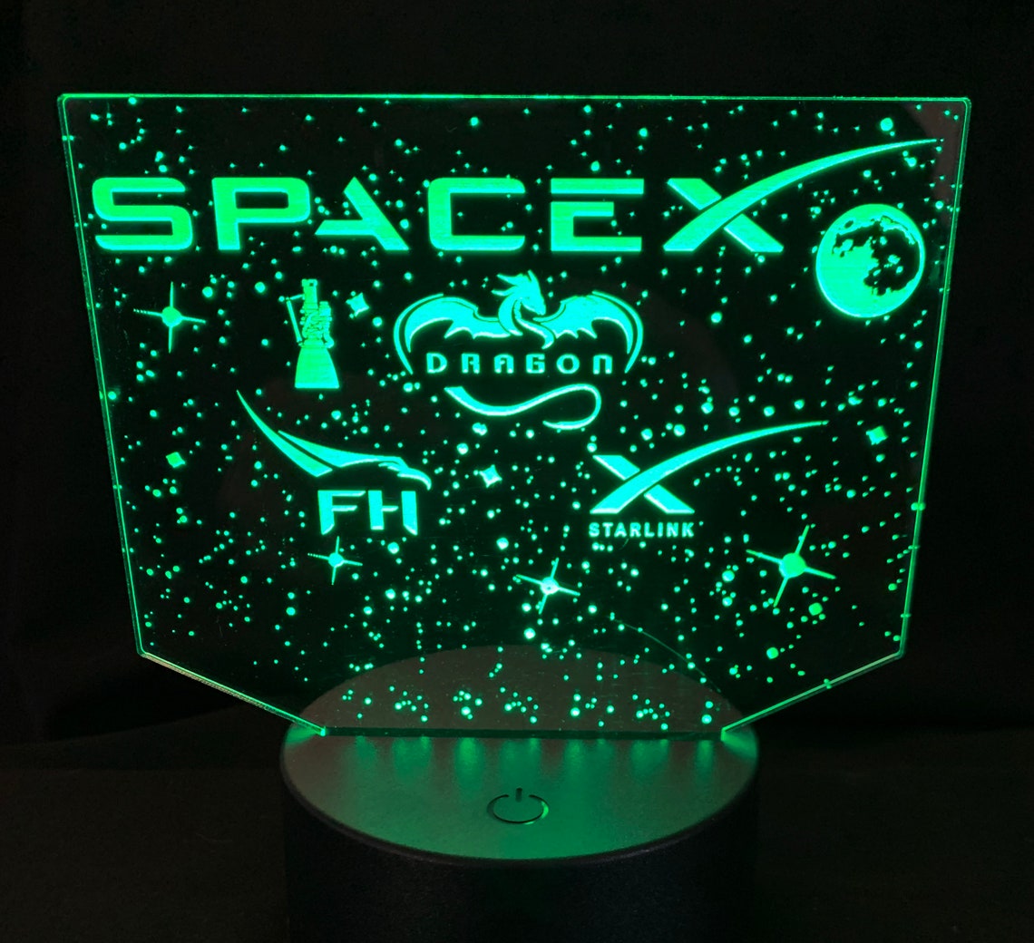 Space X, Space, LED, Edge Lit, Acrylic, Sign, Nightlight, Gift for Him ...