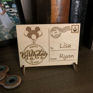 Happy Birthday, Holz Postkarte, Personalisiert, Geschenk, Grußkarte, Geschenk für ihn, Geschenk für sie, Karte, Geschenk, Custom, Geburtstag