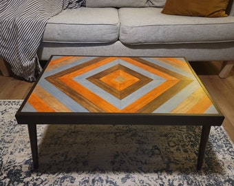 Reclaimed geometric contemporary mid-century modern coffee table