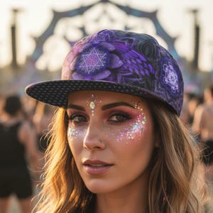 Angel Catcher Psychedelic Snapback Hat | Sacred Geometry Festival Rave Cap by Magus Fawn