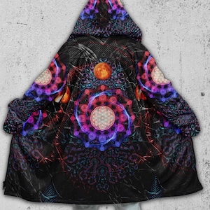 Black Hooded Cloak • Magick Rave Zip Up Hoodie, Spiritual Festival Jacket // Lunar Eclipse