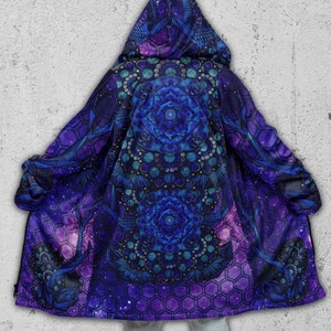 Spiritual Raver Cloak • Occult Magick Festival Coat With Hood • Trippy Rave Visionary Cloak Zip Up Hoodie // Madriax