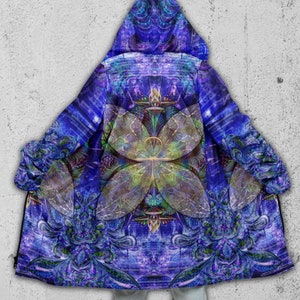 Blue Hooded Zip Cloak • Magick Rave Cloak • Festival Dream Cloak | Temple of Horus