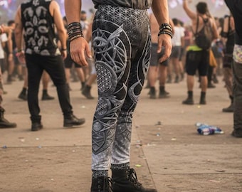 Pantalones deportivos para hombre, pantalones deportivos psicodélicos, pantalones deportivos para festivales, pantalones rave de geometría sagrada, pantalones deportivos unisex de psytrance // Mystic Eye
