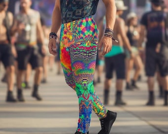 Joggers psicodélicos arcoíris para hombre, pantalones unisex para festivales rave / Acid Melt