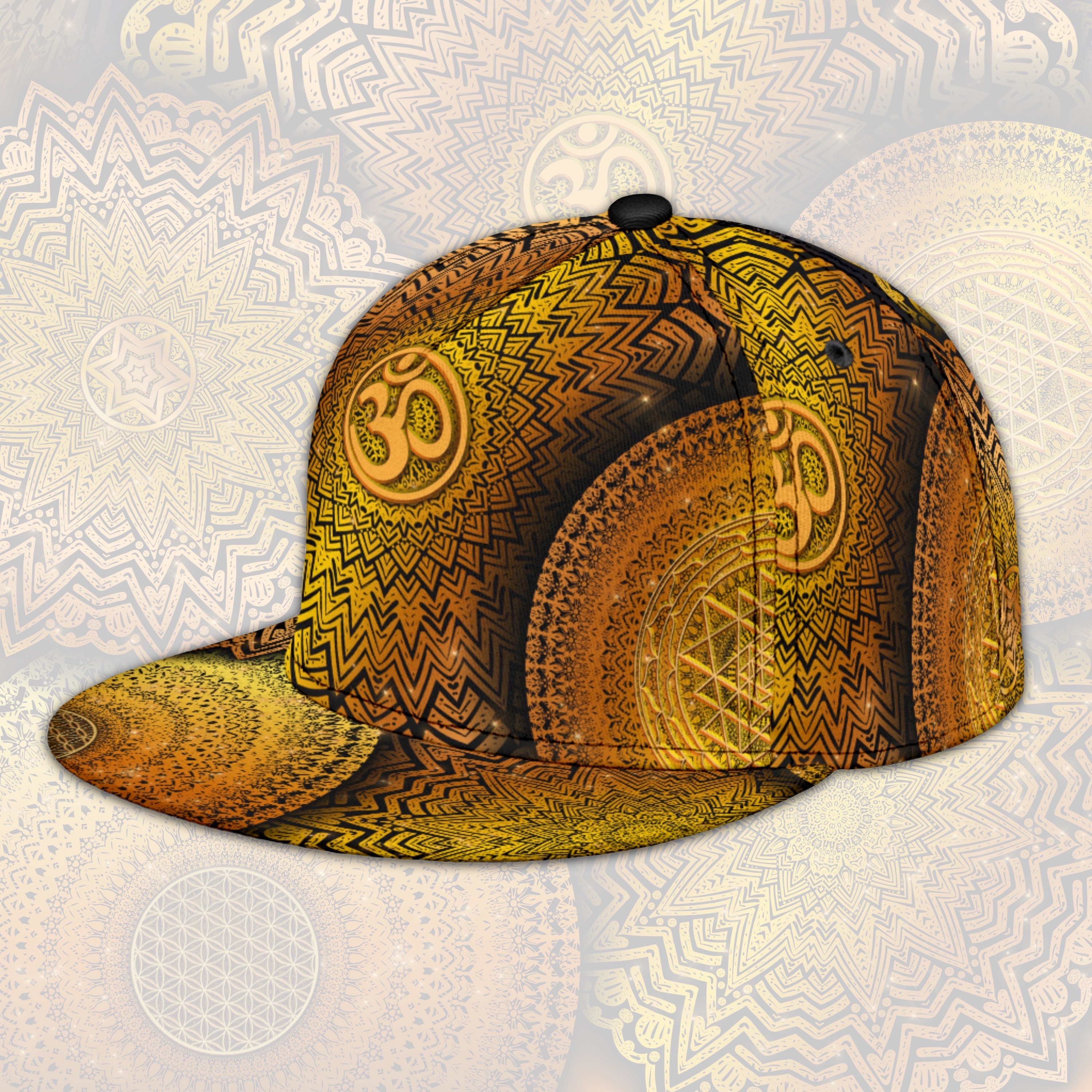 Snapback Hat Golden OM Sacred Geometry Hat Flower of Etsy